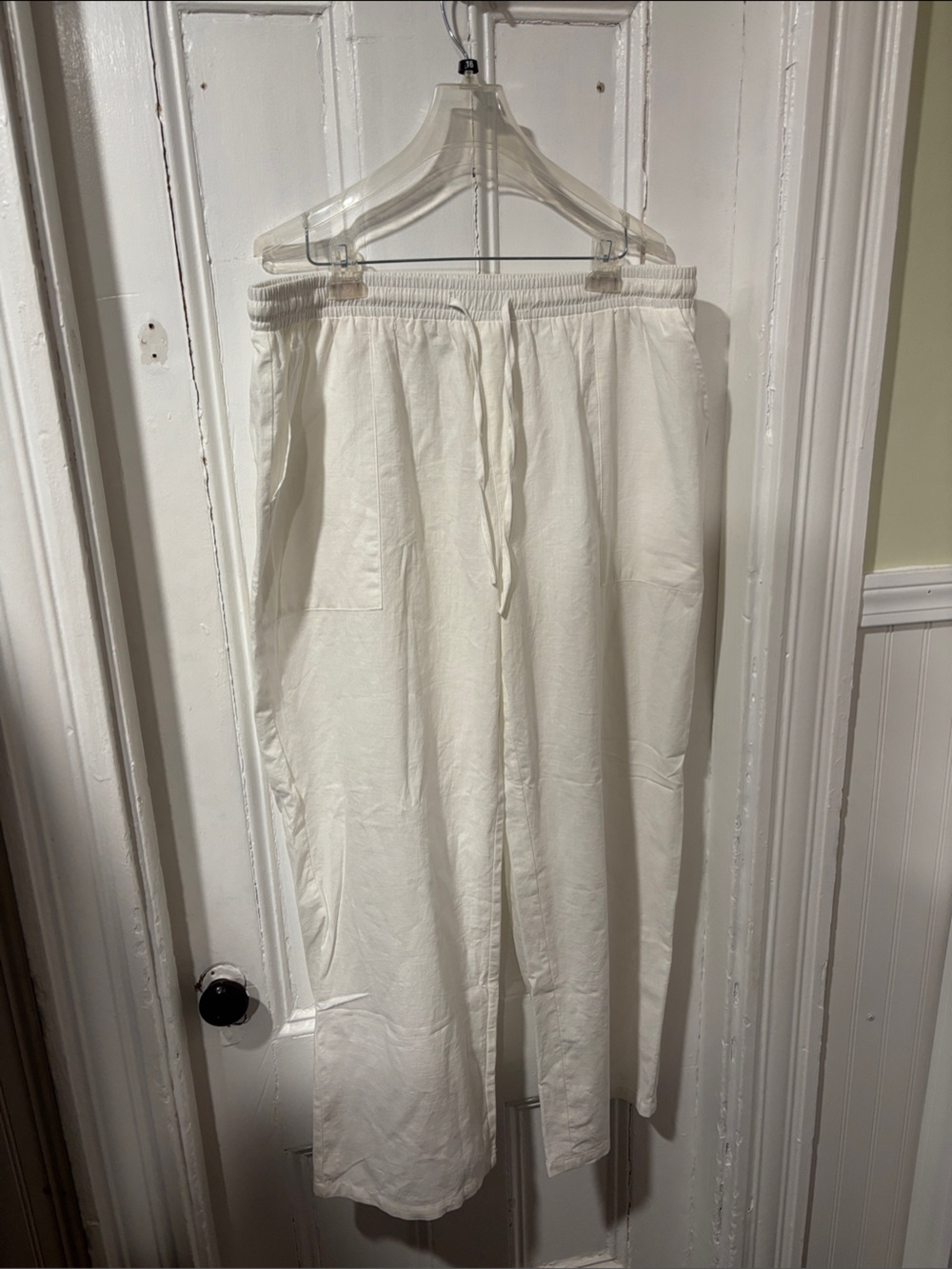 Men's coofandy White Drawstring Linen Pants